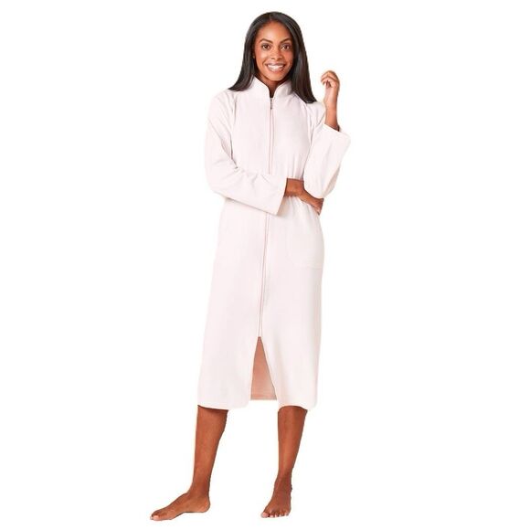NEW Softies Womens Size XL Blush Pink Serenity Shear Mink Mandarin Collar Robe - Picture 1 of 9